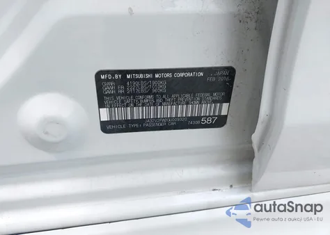 2016 Mitsubishi Lancer Es из США, поврежденный, VIN JA32V2FW2GU009320